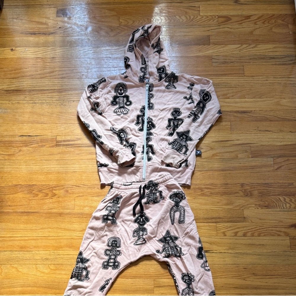 Nununu Light Pink Graphic Jumpsuit with Tribal Dolls